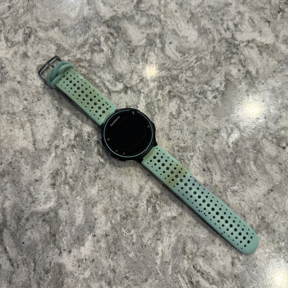 Untested Garmin Forerunner 235 GPS Teal GPS Watch No Charger PARTS/REPAIR?
